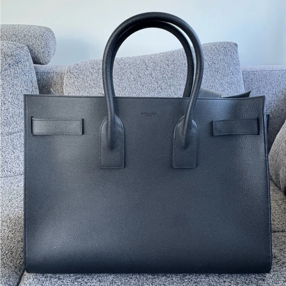 Saint Laurent Sac de Jour Black Leather Tote with Strap & Authenticity Cards